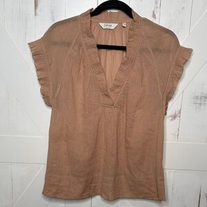 Joie Drawley Blush Gauze V-Neck Ruffle Blouse